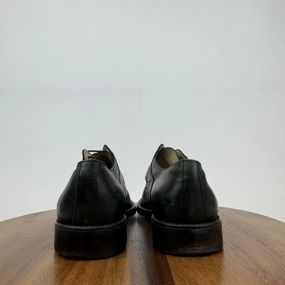 Mens Fosco Black Leather Wingtip Square Toe Formal Brogue Dress Shoes Size EU 44